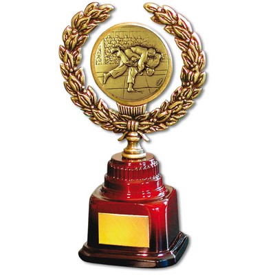 Stock 7" Trophy with 2" Judo Coin and Engraving Plate