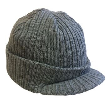 Knit Beanie Cap w/Visor