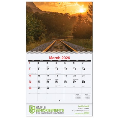 Serene Sunsets Monthly Wall Calendar w/Coil Bound (10 5/8"x18¼")