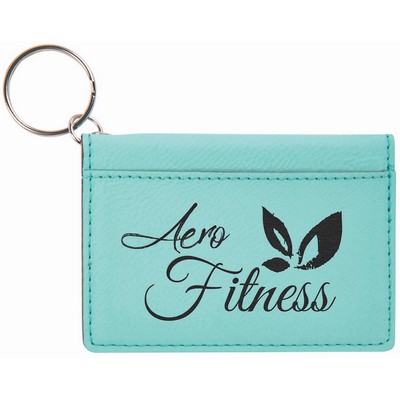 4.25" x 3" Teal Leatherette ID Holder/Keychain