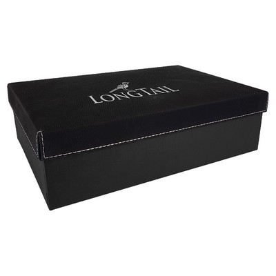 Black/Silver Gift Box w/Laserable Leatherette Lid (11 3/4" x 7 3/4")