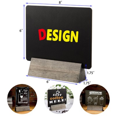 Tabletop Dual Sided Chalkboard Sign with Vintage Gray Solid Wood Base