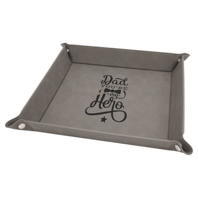9" x 9" Snap Up Tray, Gray Laserable Leatherette