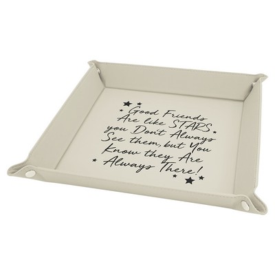 9" x 9" Snap Up Tray, White Laserable Leatherette