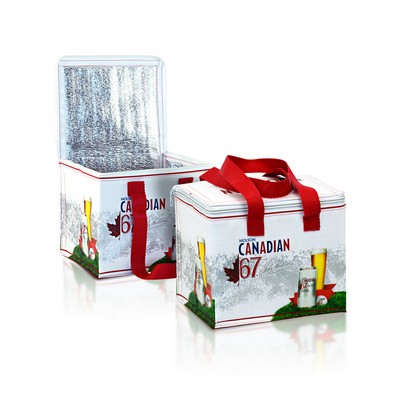 Custom Full-Color 145g Laminated Woven Insulated 6-Can Cooler Bag (8"x6.5"x6.75")