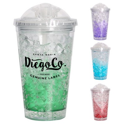 20oz Double Wall Plastic Gel Cooler Tumbler with Dome Lid