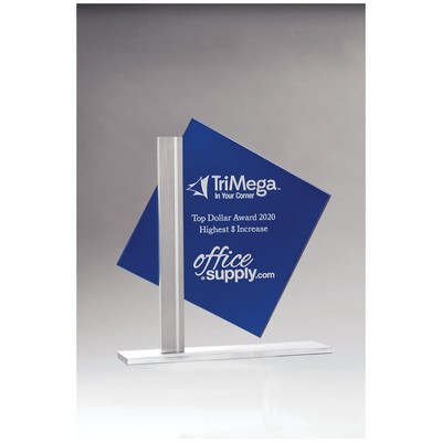 Diamond Blue Glass w/Brushed Aluminum Post and Base