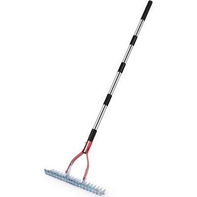 15inch Wide Dethatcher Rake with Adjustable Stainless Steel Handle
