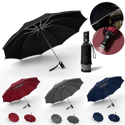 Automatic Umbrella With LED Light Reflective Strip
