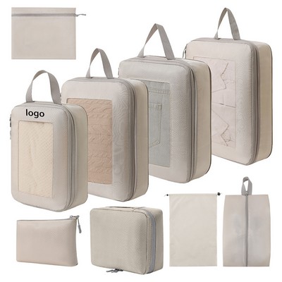 Square Grid 9-Piece Set Of Compressible Luggage Organizers