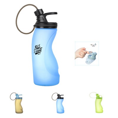 17oz Collapsible Food Grade Silicone Travel Water Bottle