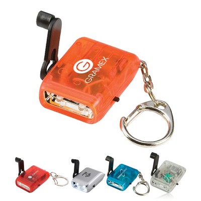 Crank LED Flashlight Keychain