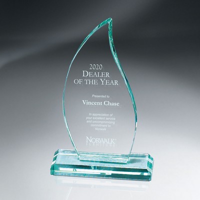 Premium Jade Glass Flame on Base - Medium
