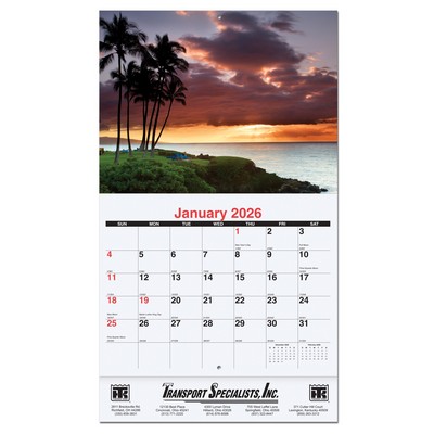 American Coasts Monthly Wall Calendar w/Stapled (10 5/8"x18¼")