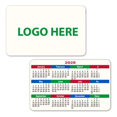 30 Mil Plastic Credit Card Size Calendar
