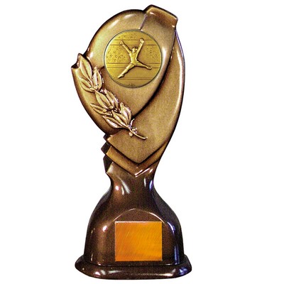 Stock Classic 10" Trophy with 2" Gymnastics Female Coin and Engraving Plate