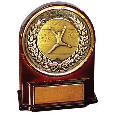 Stock 5 1/2" Medallion Award With 2" Gymnastics Female Coin and Engraving Plate