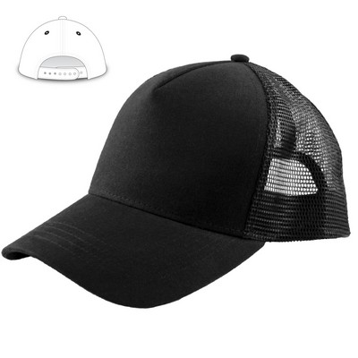KNP Cotton Mesh Trucker Cap, White Front