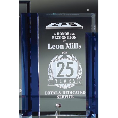 Glass Standing Award w/Blue Accent (5"x7")
