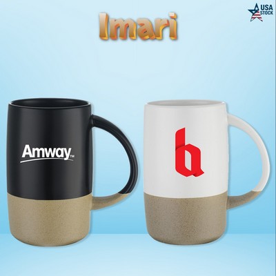 Imari 17 oz Two-Tone Ceramic Mug with Smooth Finish and Sandstone Base
