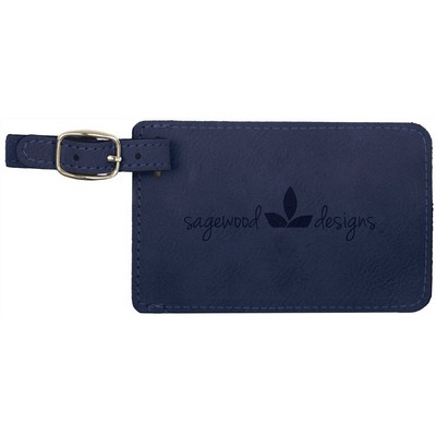 4 1/4" x 2 3/4" Blue/Black Leatherette Luggage Tag