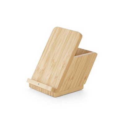 Bamboo Wireless Charger Desk Organizer