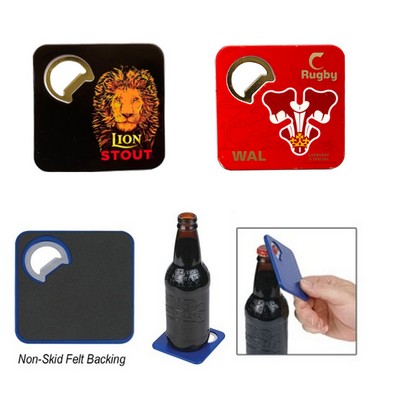 Full Color Printed Square Bottle Opener Coaster
