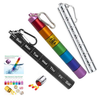 Portable Waterproof Aluminum Alloy Pill Case With Carabiner
