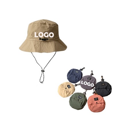 Foldable Sun Protection Bucket Hat with Chin Strap