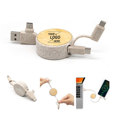 Retractable Bamboo Charging Cable
