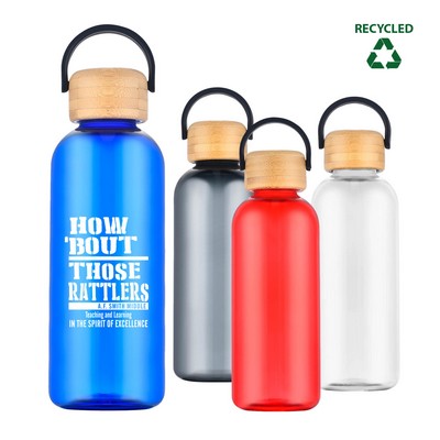 21 oz. Recycled PET Water Bottle with Bamboo Lid & Carry Handle