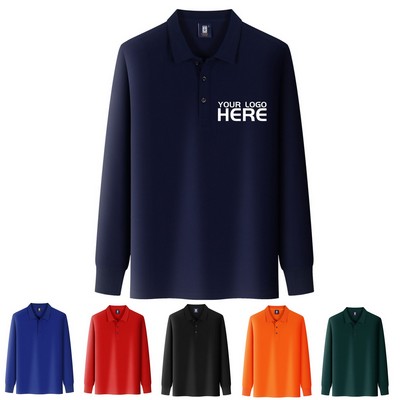 Men Classic Long Sleeve Polo Shirt