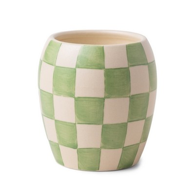 Checkmate 11 Oz SAGE Checkered Porcelain Vessel - Cactus Flower