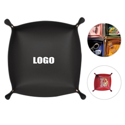 Elegant Small Square Foldable PU Leather Storage Box With Metal Clasps
