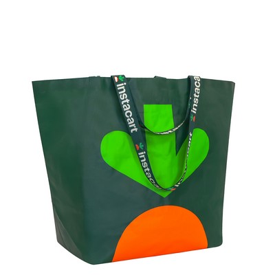Iconic IKEA™ Style Shopping Bag w/2 Sets Full-Color Logo Woven Handles (25"x18"x10")