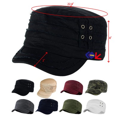 Unisex Cotton Distressed Layered Frayed Cadet Military Cap