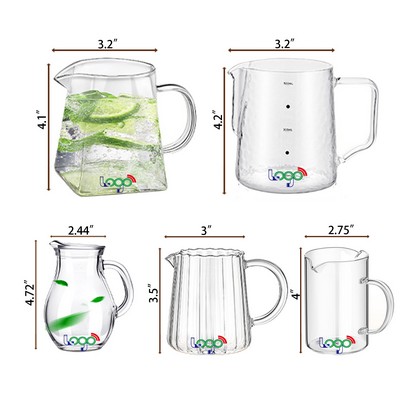 Small Glass Creamer Pitcher with Spout Milk Frothing Pitcher Elegant Shaped Glass Coffee Jug