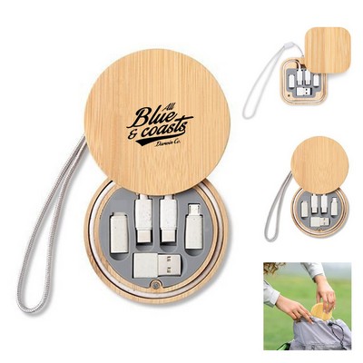 Charging Cable Kit with Bamboo Storage Box