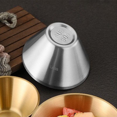 350ML 304 Silvery Stainless Steel Double-layered Anti-scalding Broad-brimmed Rice Hat Bowl