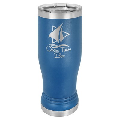Royal Blue 14 oz. Polar Camel Pilsner with Clear Lid