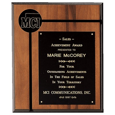 American Walnut Plaque w/Black Brass Plate and 2.5" Disc