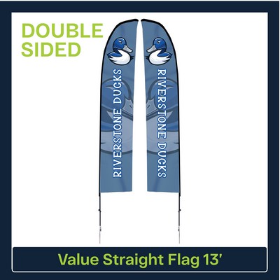 Value 13' Straight Flag - Double Sided w/Spike Base and Carry Bag