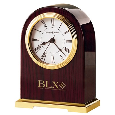 Carter Gloss Rosewood Arch Clock w/ Brass Finish Base