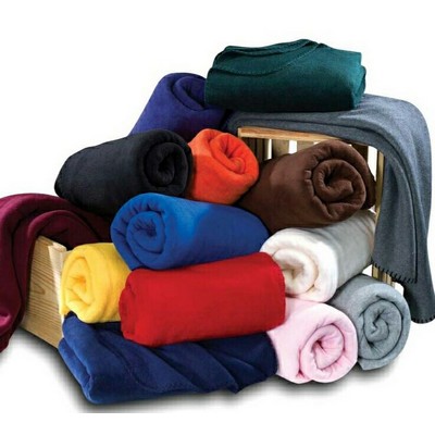 Ivory White Polar Fleece Full Throw Blanket