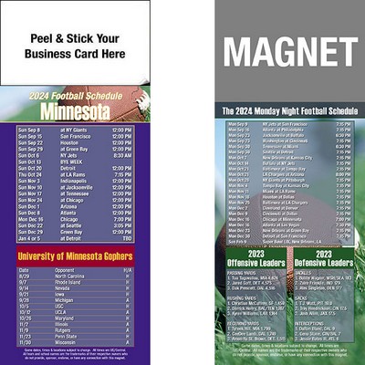 Minnesota Pro Football Schedule Peel & Stick Magnet (3 1/2"x8 1/2")