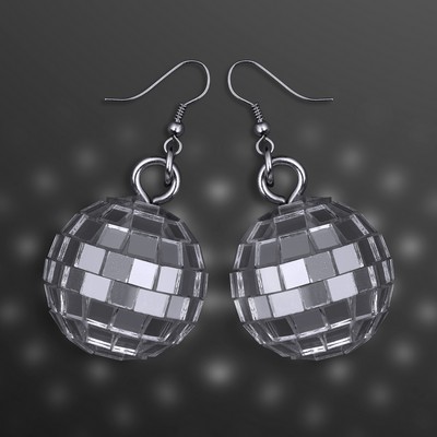 Silver Disco Ball Pierced Earrings, in Pairs (Non-Light Up) - BLANK