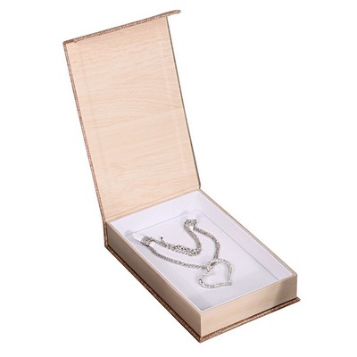 Deluxe Burlap Magnetic Necklace Box