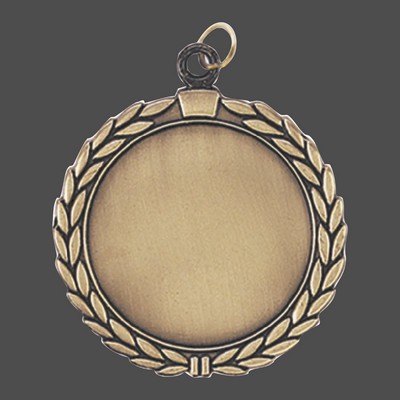 2 1/2" Antique Gold Wreath 2" Insert Holder Medal
