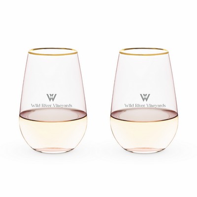 Rose Crystal Stemless Wine Glass Set by Twine®