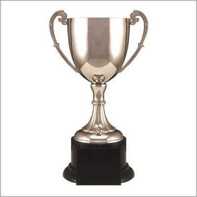 Nickel Plated Loving Cup Trophy 9 1/4" H
